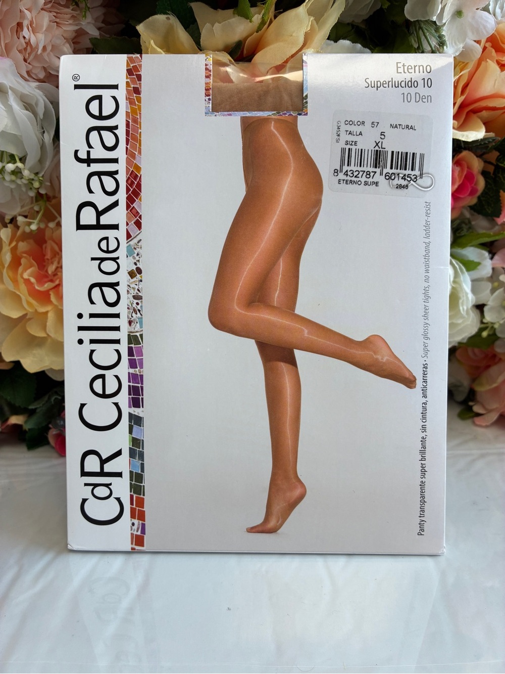 Cecilia de Rafael Eterno Superlucido 10 Glossy Waistless Tights Natural XL Sheer